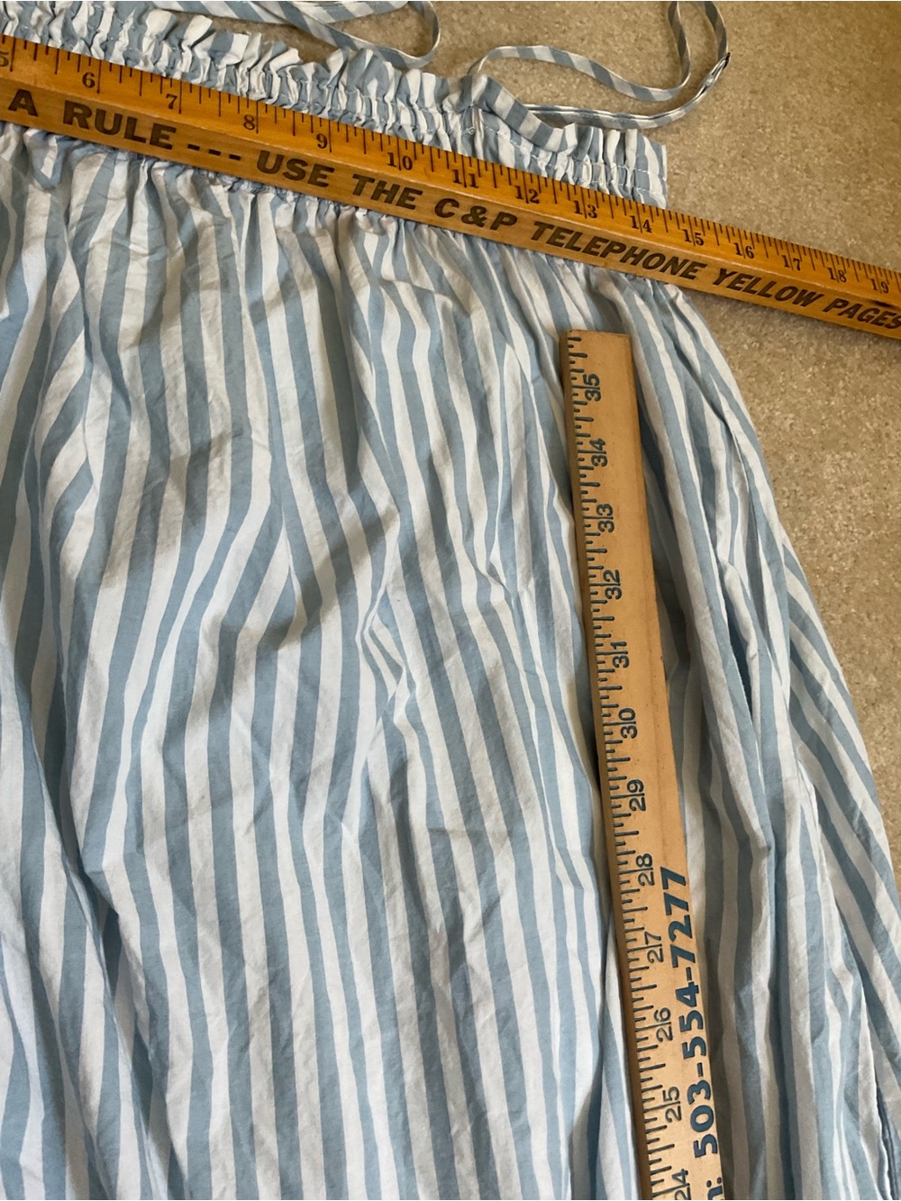 pistola Blue and White Striped Smocked Neck Top - Picture 5 of 6